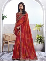 Red Golden Shimmer Silk Saree